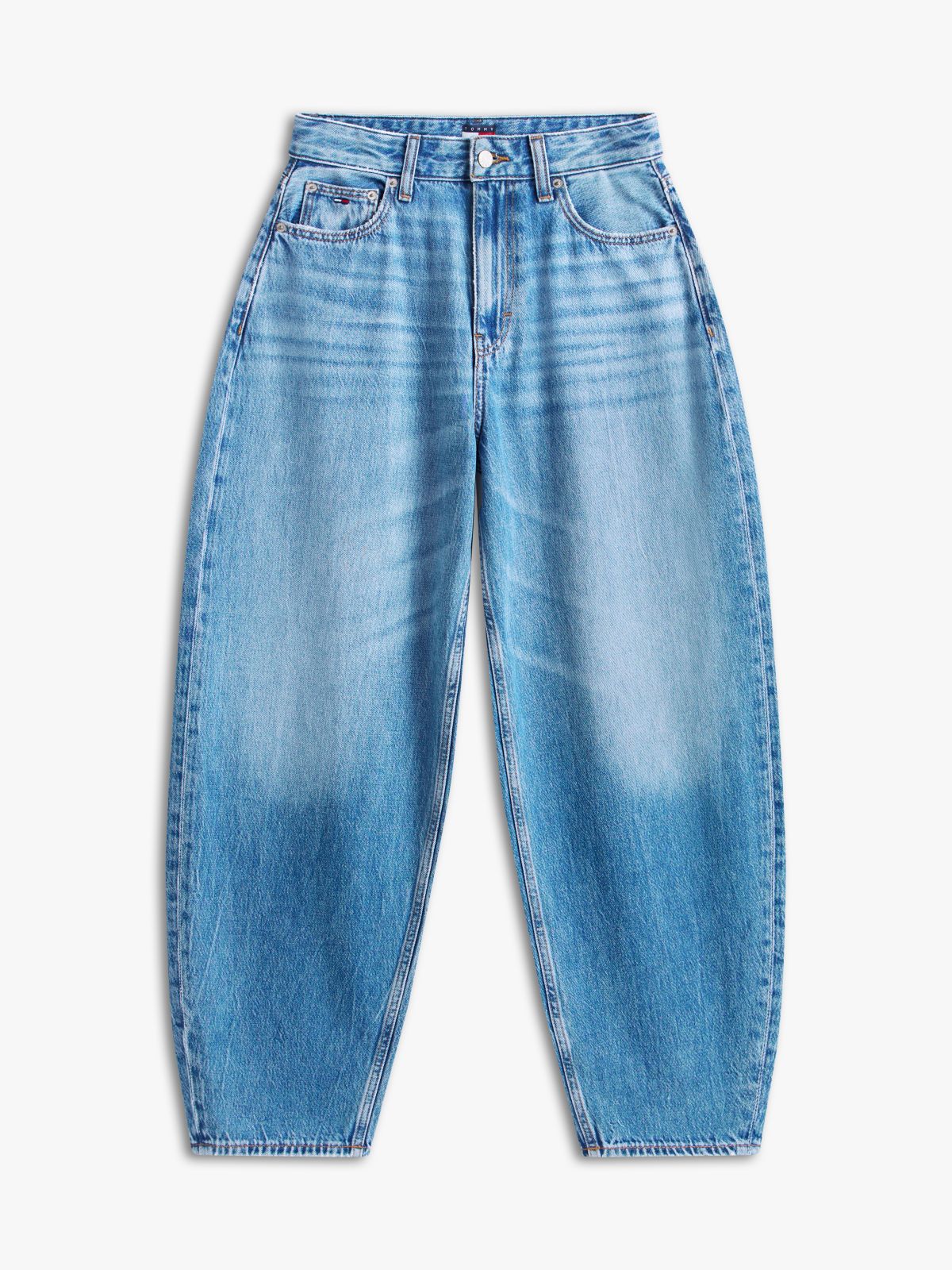 Whiskered Balloon Tapered Leg Jeans — Blue