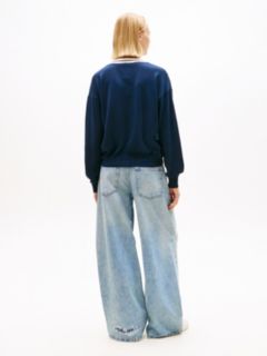 Relaxed Tipped V-Neck Jumper — Blue 4