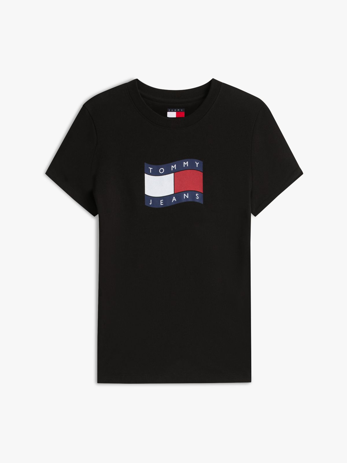 Wavy Flag Jersey Slim T-Shirt — Black