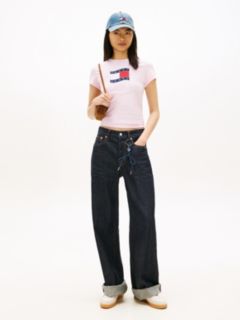 Wavy Flag Jersey Slim T-Shirt — Pink 3