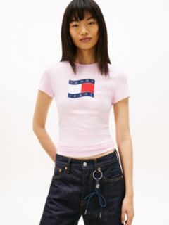 Wavy Flag Jersey Slim T-Shirt — Pink 1