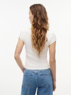 Tommy Badge Scoop Neck Slim T-Shirt — White 4