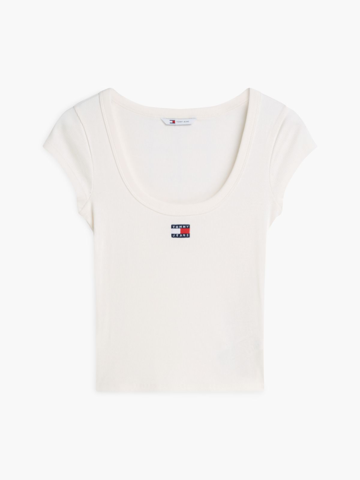 Tommy Badge Scoop Neck Slim T-Shirt — White