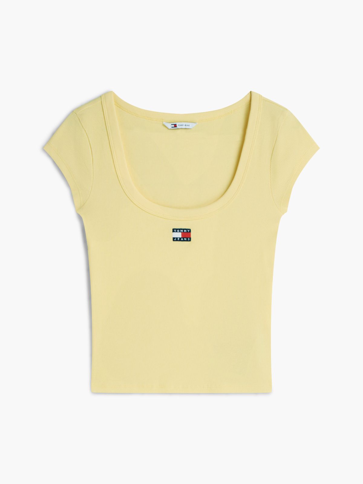 Tommy Badge Scoop Neck Slim T-Shirt — Yellow