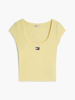 Tommy Badge Scoop Neck Slim T-Shirt — Yellow 5