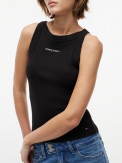 Logo Ribbed Slim Tank Top — Black 3