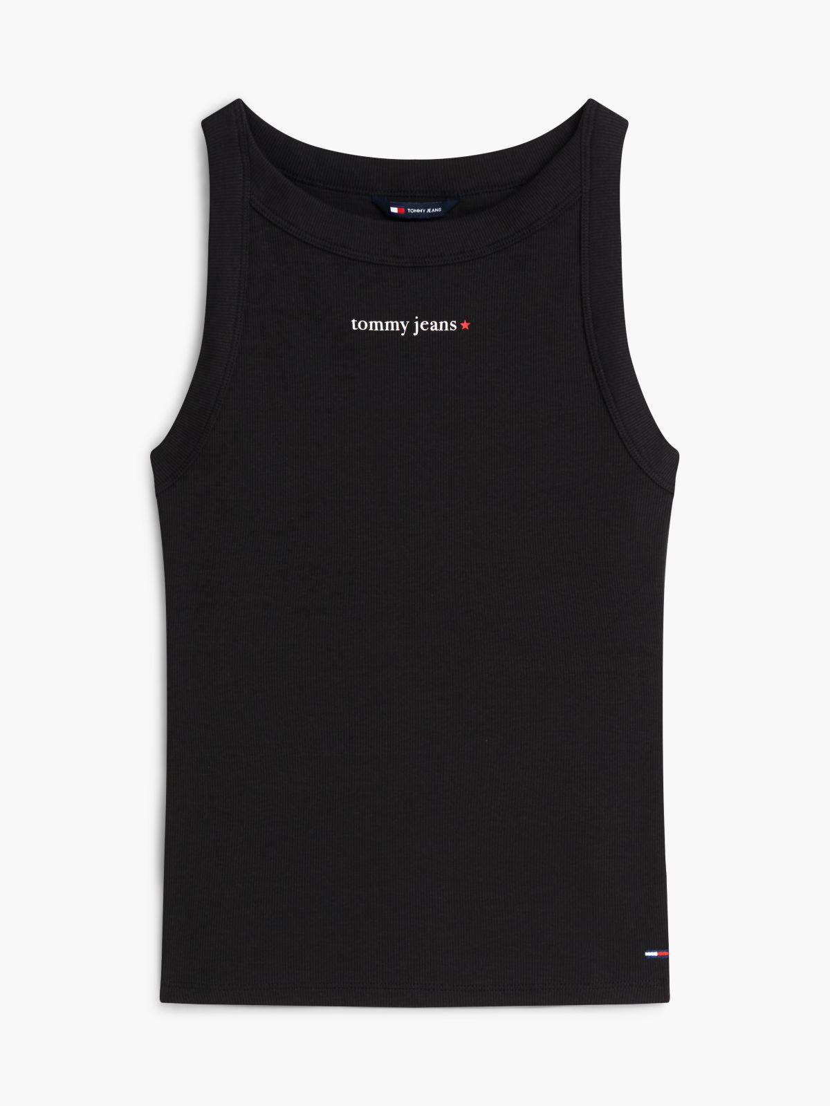 Logo Ribbed Slim Tank Top — Black