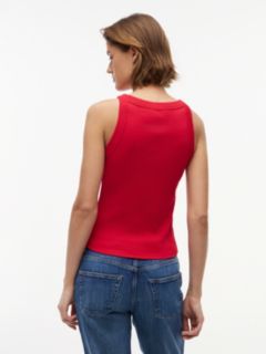 Logo Ribbed Slim Tank Top — Red 4