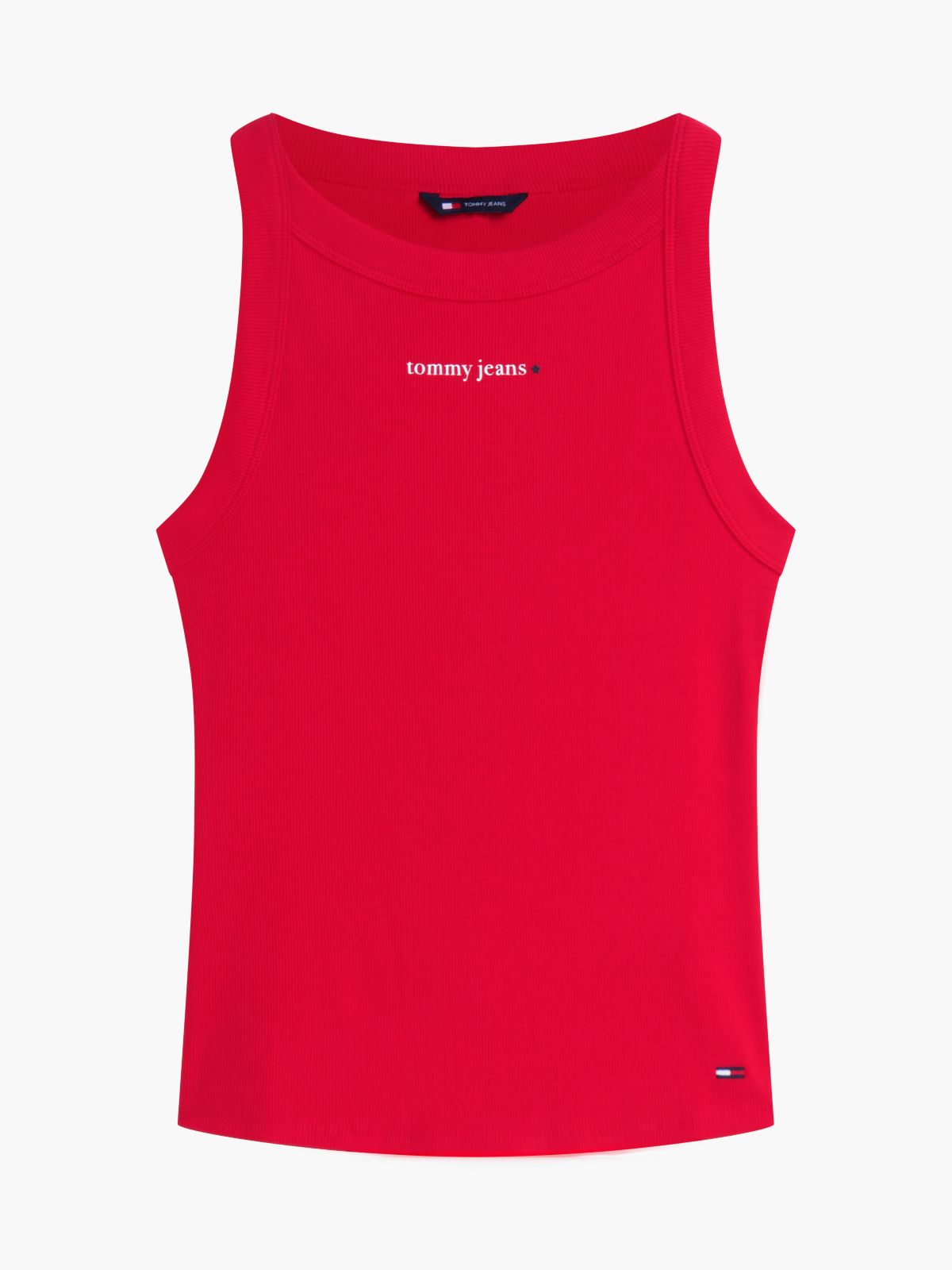Logo Ribbed Slim Tank Top — Red