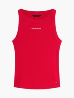 Logo Ribbed Slim Tank Top — Red 5