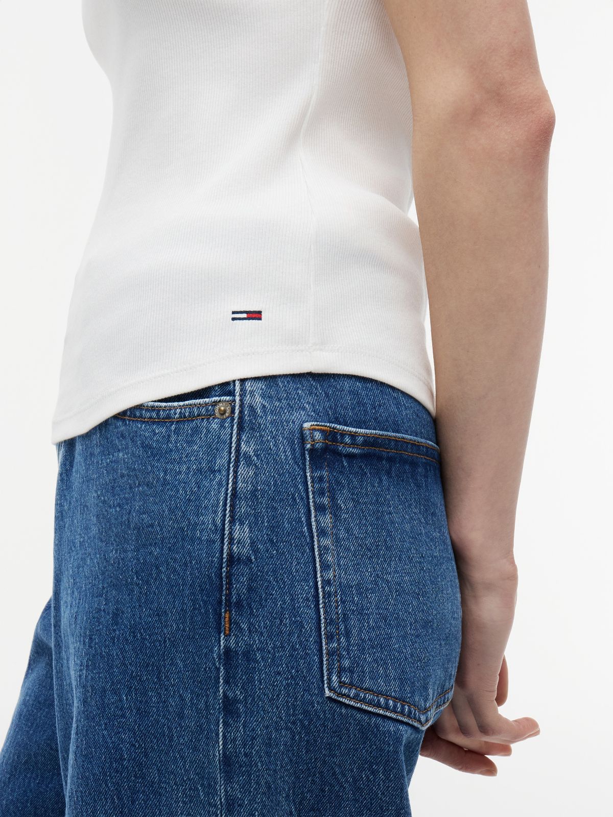 Logo Ribbed Slim Tank Top — White