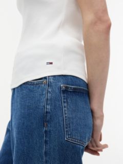 Logo Ribbed Slim Tank Top — White 3