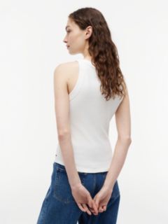 Logo Ribbed Slim Tank Top — White 4