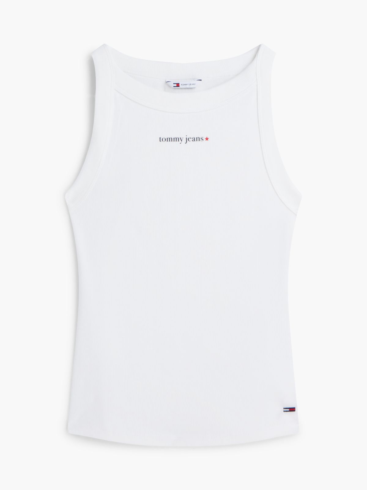 Logo Ribbed Slim Tank Top — White
