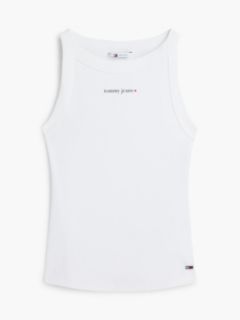 Logo Ribbed Slim Tank Top — White 5