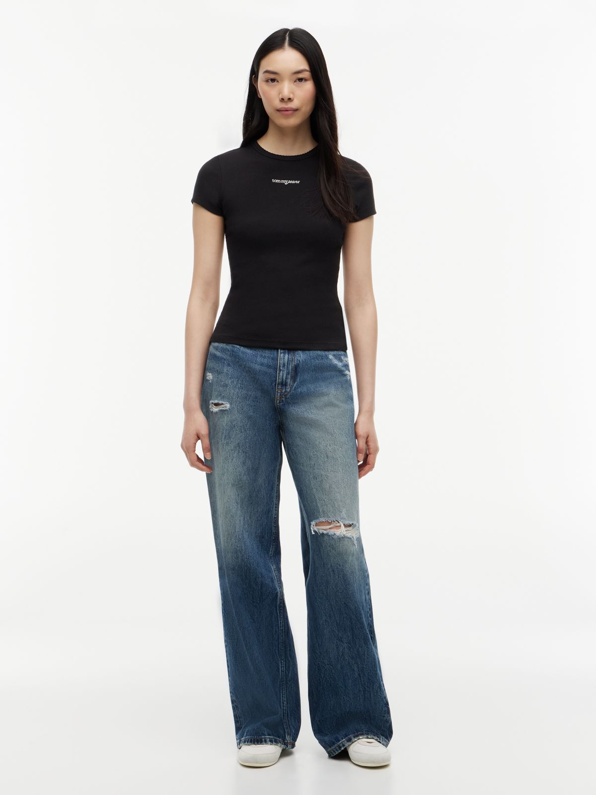 Logo Ribbed Slim T-Shirt — Black