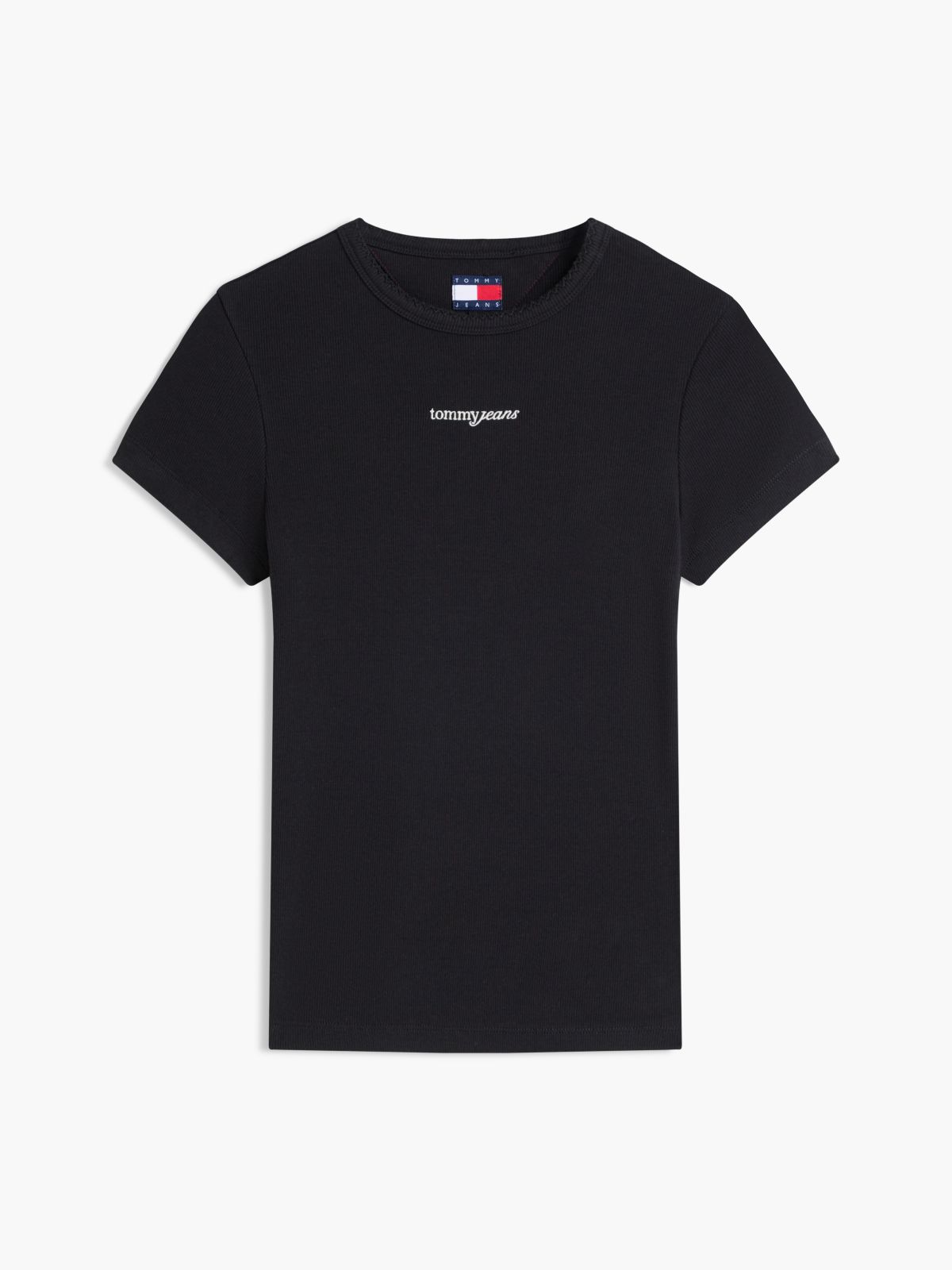 Logo Ribbed Slim T-Shirt — Black