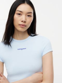 Logo Ribbed Slim T-Shirt — Blue 3