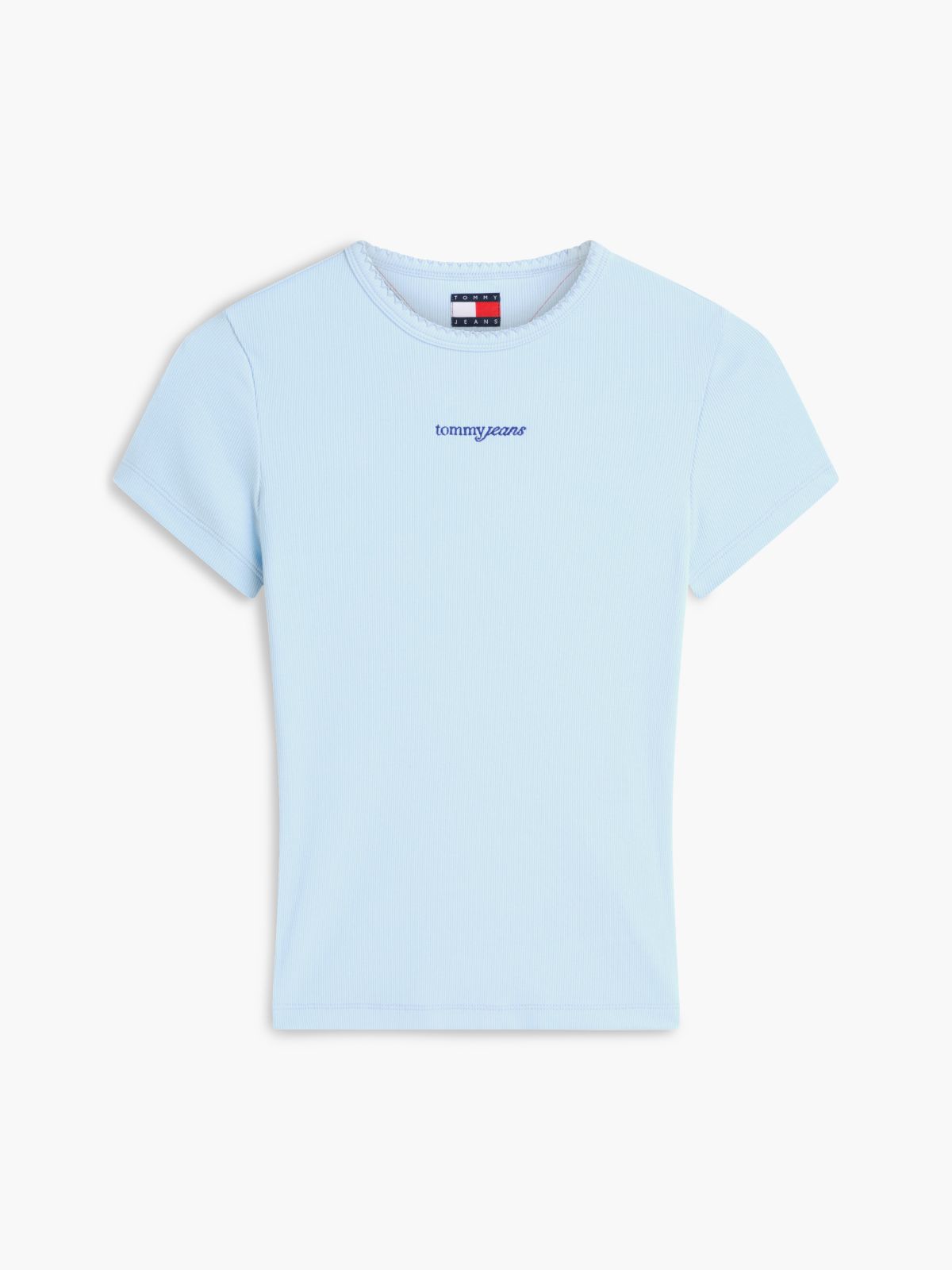 Logo Ribbed Slim T-Shirt — Blue