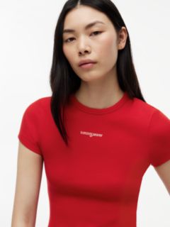 Logo Ribbed Slim T-Shirt — Red 3