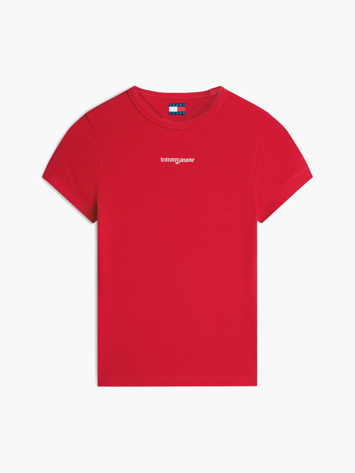 Logo Ribbed Slim T-Shirt — Red