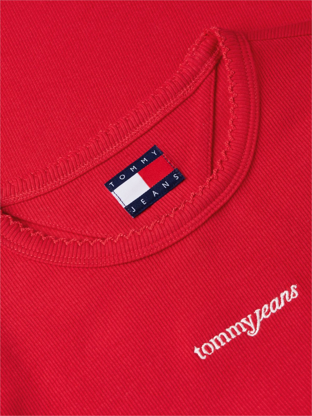 Logo Ribbed Slim T-Shirt — Red
