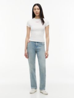 Logo Ribbed Slim T-Shirt — White 2
