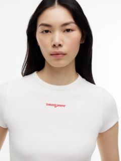 Logo Ribbed Slim T-Shirt — White 3