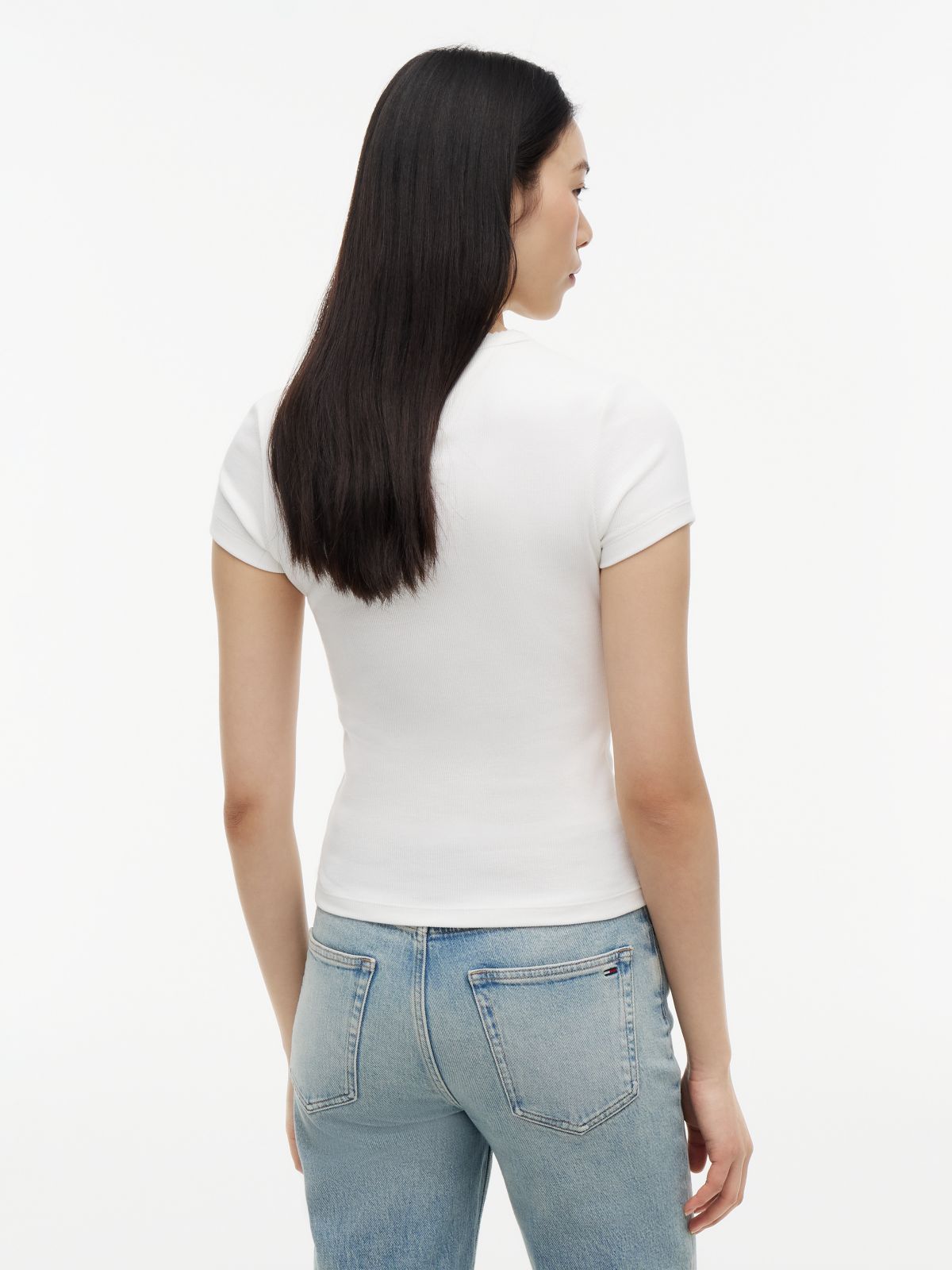 Logo Ribbed Slim T-Shirt — White