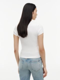 Logo Ribbed Slim T-Shirt — White 4