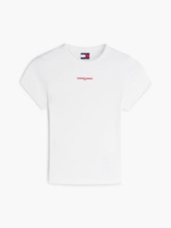 Logo Ribbed Slim T-Shirt — White 5