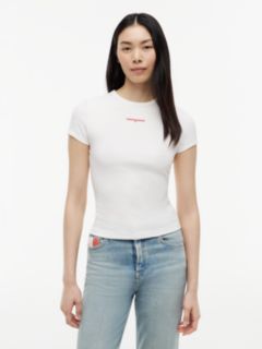 Logo Ribbed Slim T-Shirt — White 1