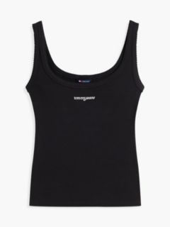 Logo Embroidery Slim Ribbed Tank Top — Black 5