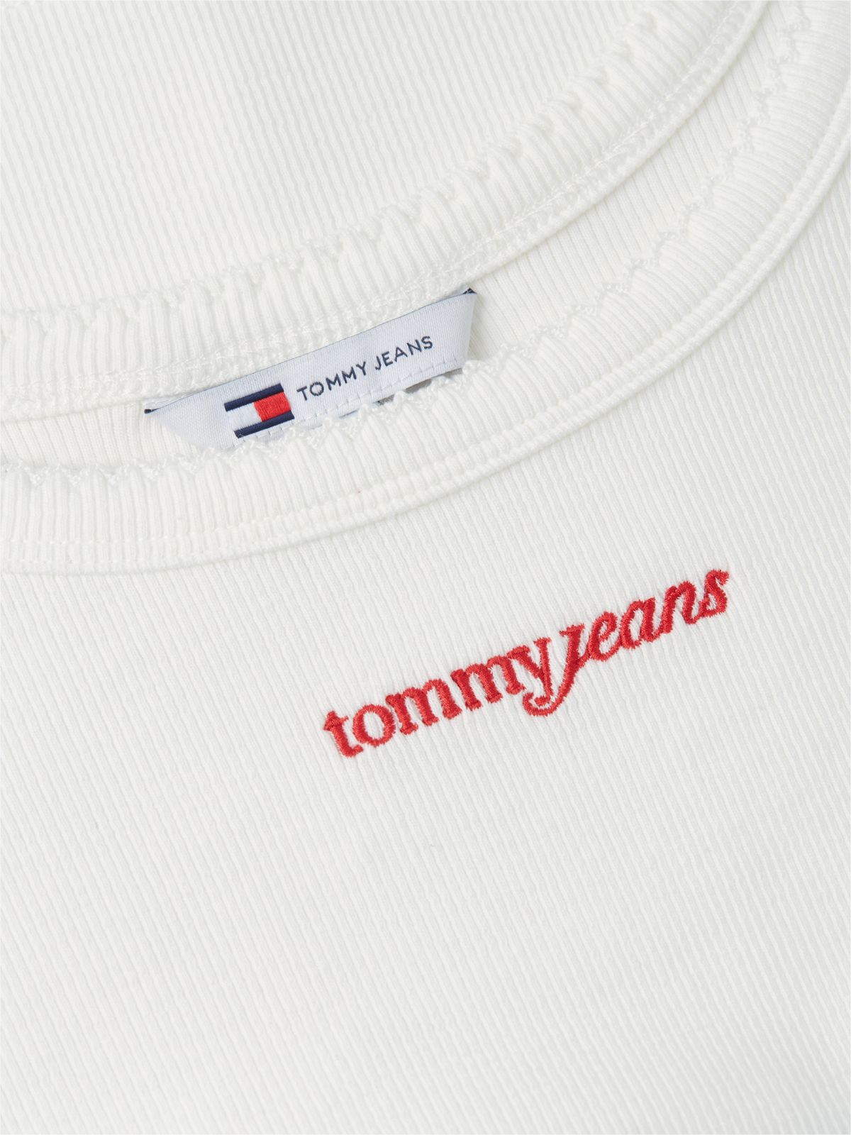 Logo Embroidery Slim Ribbed Tank Top — White