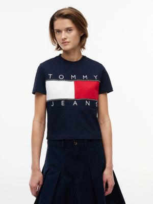 blue tommy flag t-shirt for women tommy jeans