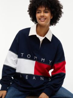 Tommy Flag Jersey Oversized Rugby Shirt — Blue 3