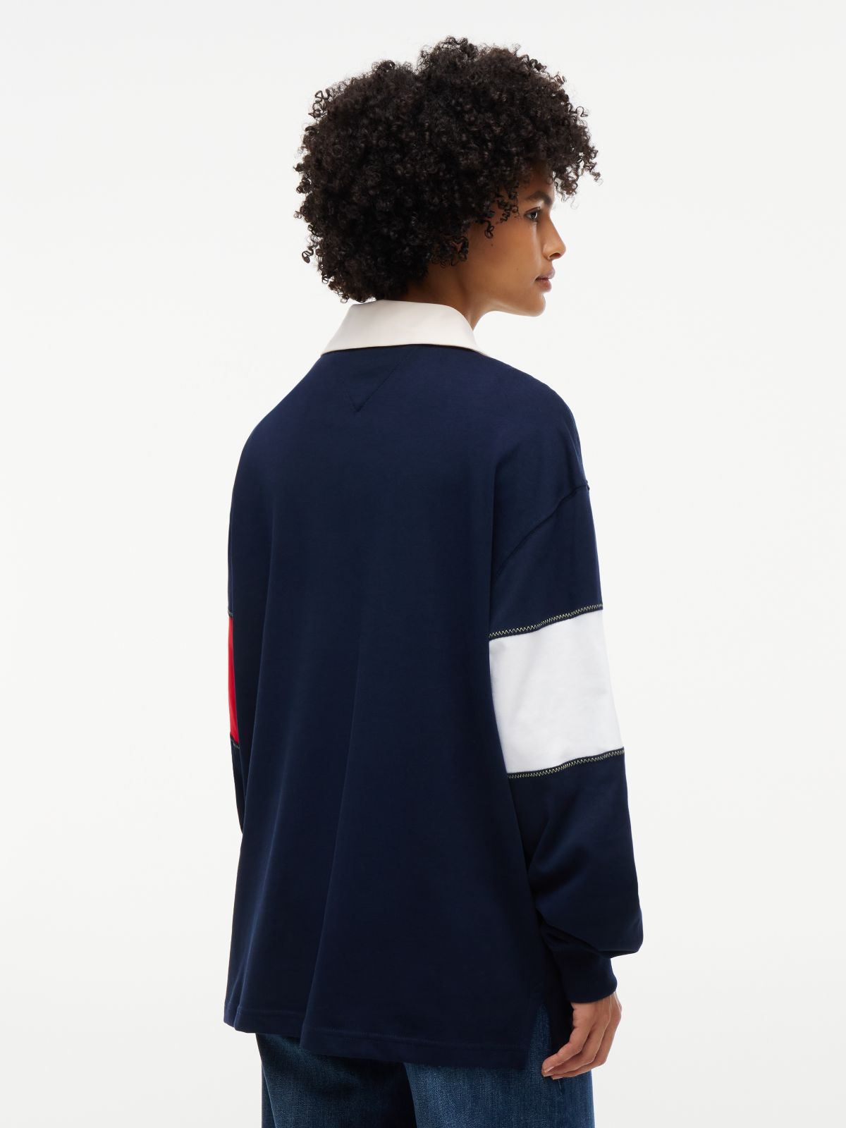 Tommy Flag Jersey Oversized Rugby Shirt — Blue