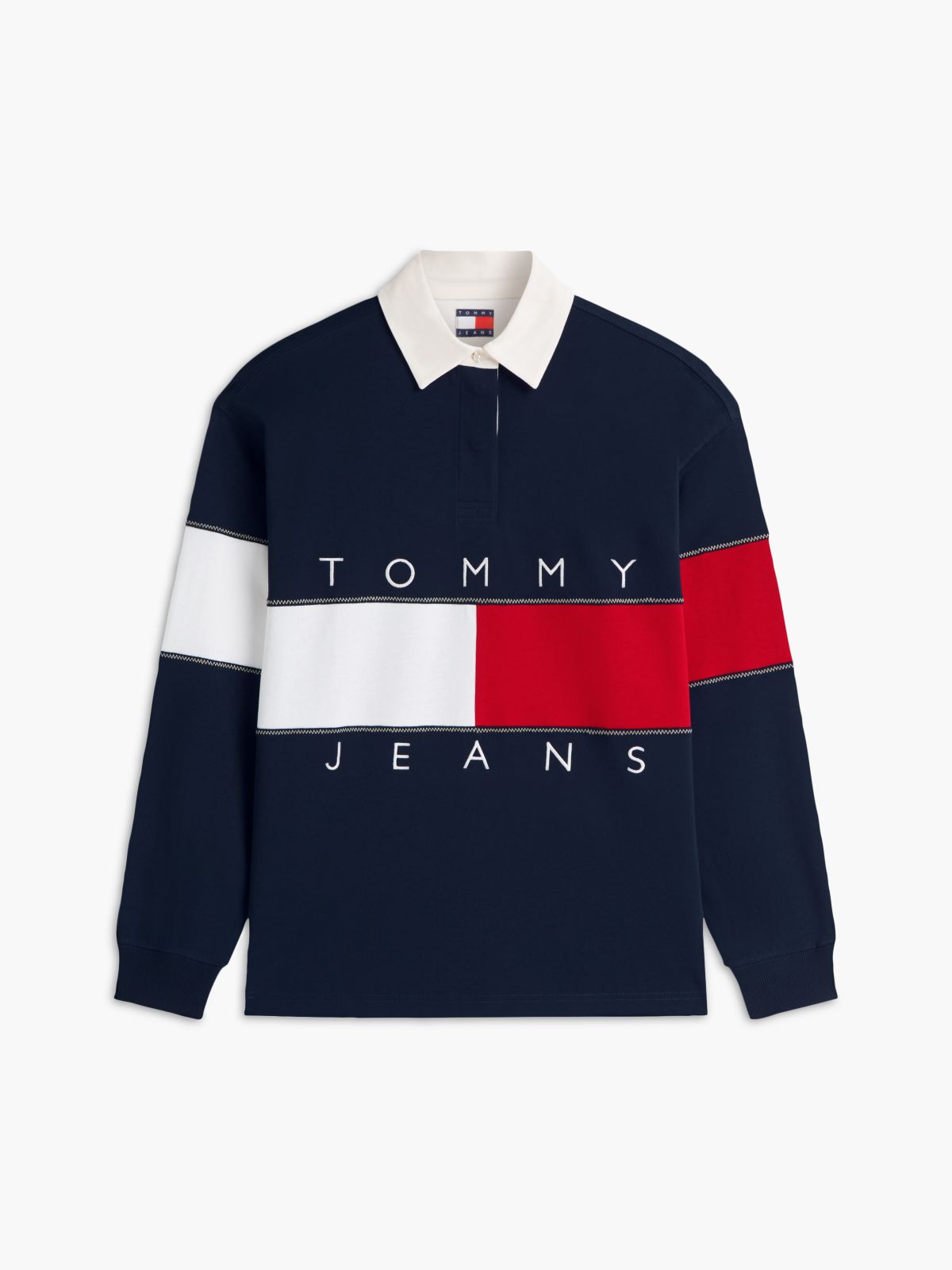 Tommy Flag Jersey Oversized Rugby Shirt — Blue