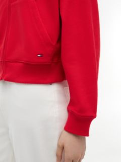 Boxy Sueded Terry Zip-Thru Hoody — Red 3