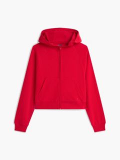 Boxy Sueded Terry Zip-Thru Hoody — Red 5