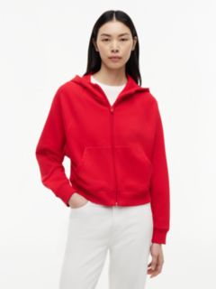 Boxy Sueded Terry Zip-Thru Hoody — Red 1