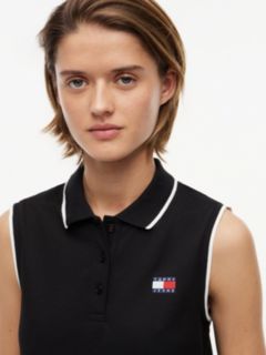 Tommy Badge Pique Mini Polo Dress — Black 3