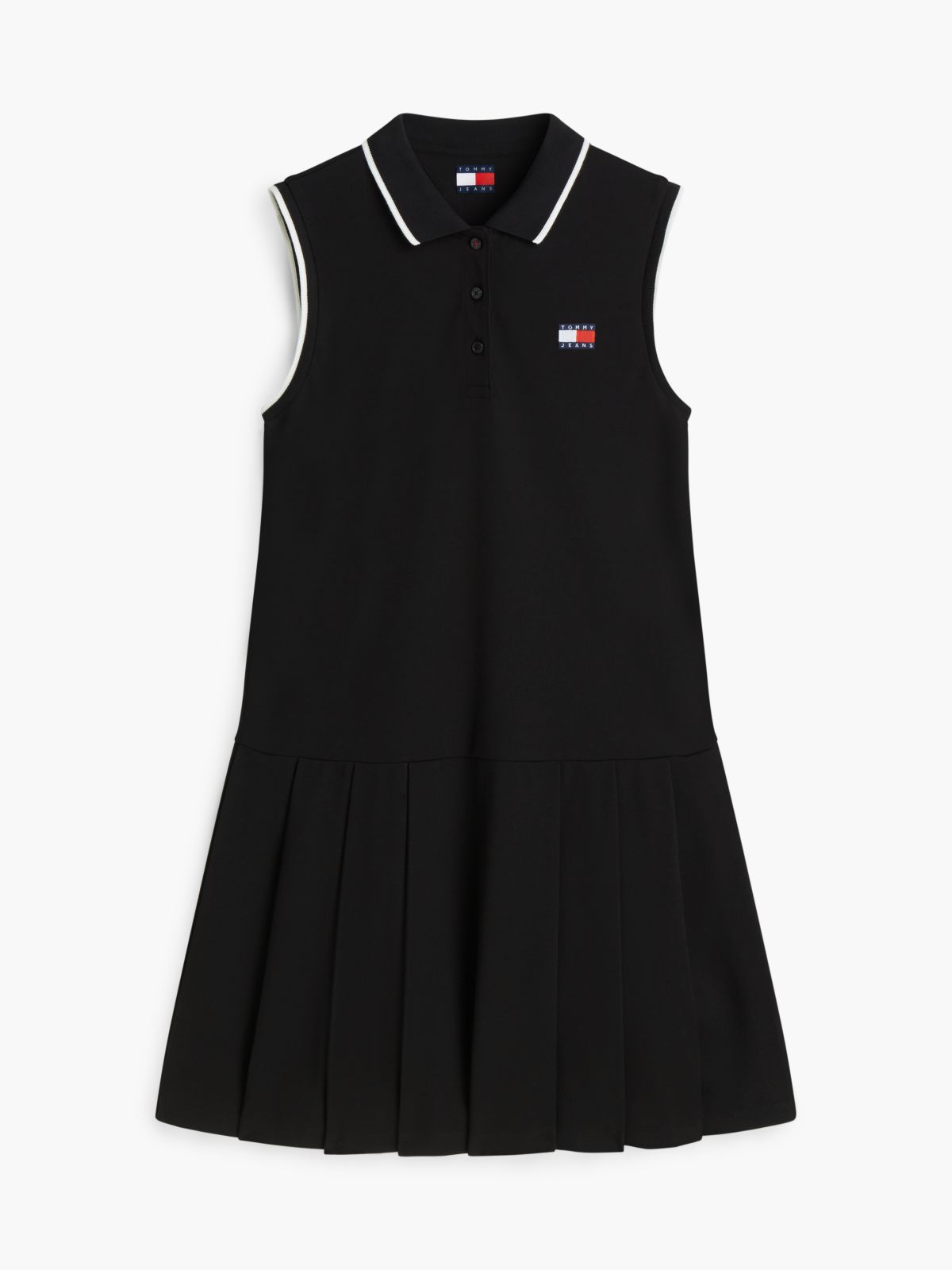 Tommy Badge Pique Mini Polo Dress — Black