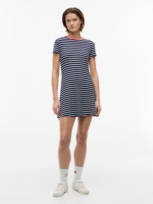 vestito corto a campana in jersey multi da donne tommy jeans