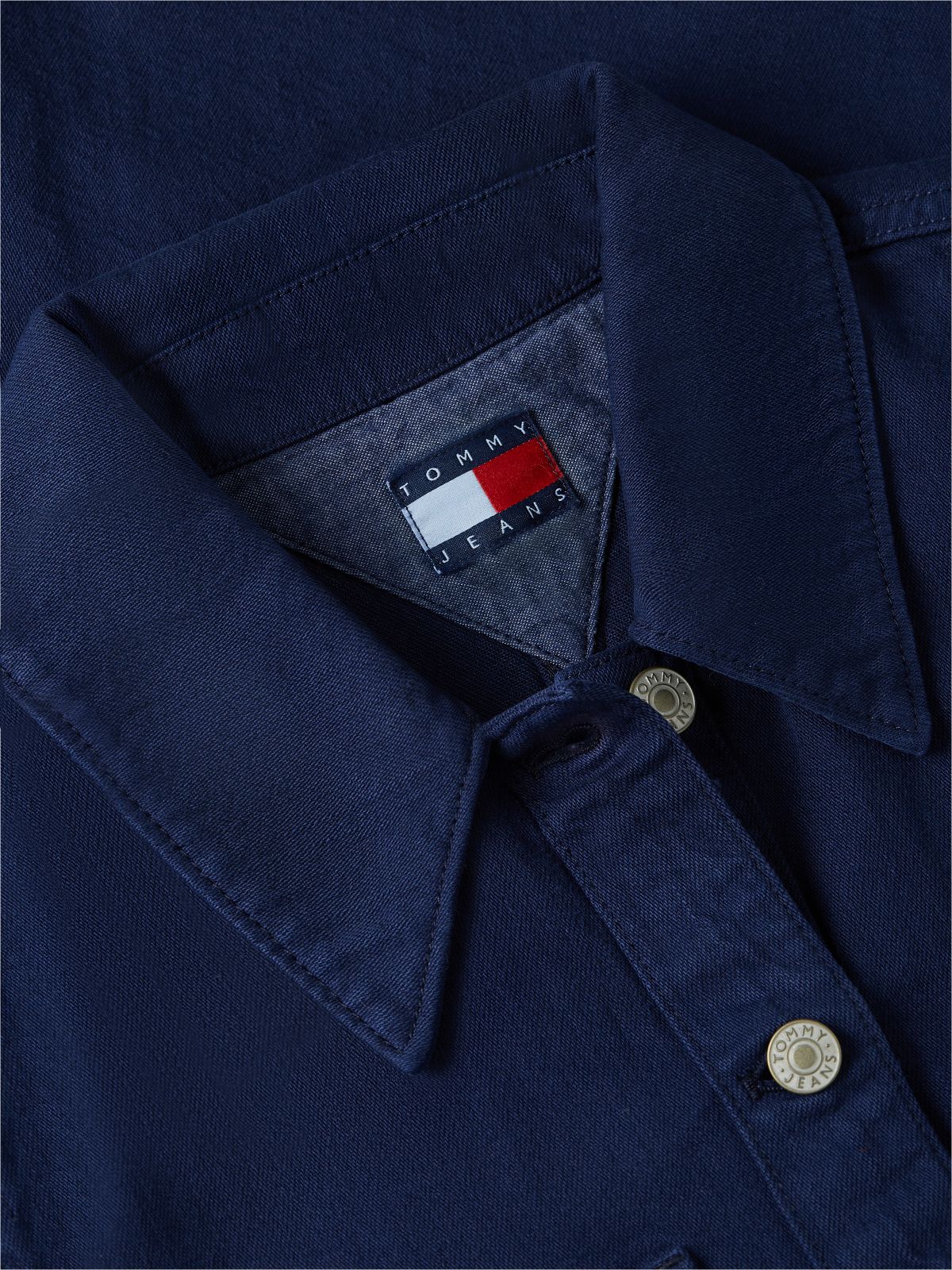 Textured Twill A-Line Mini Shirt Dress — Blue