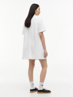 Textured Twill A-Line Mini Shirt Dress — White 4