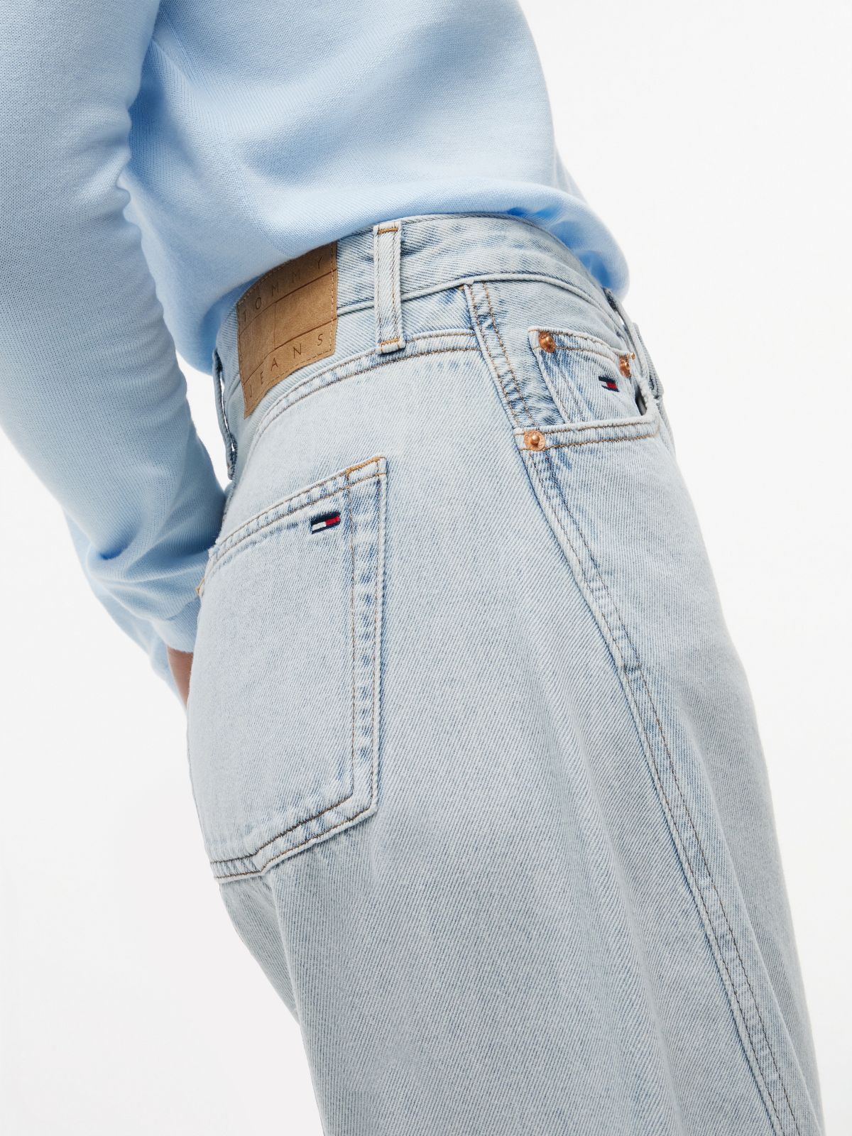 Ella High Rise Barrel Twisted Seam Jeans — Blue