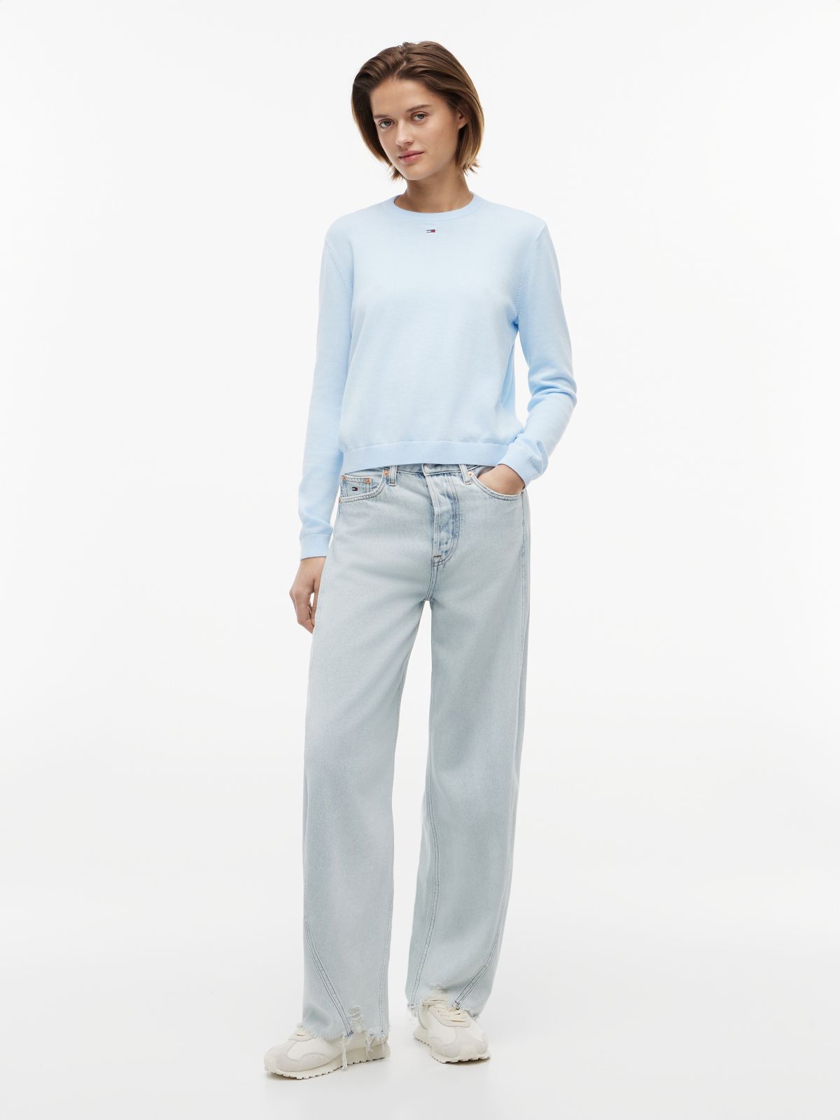 Ella High Rise Barrel Twisted Seam Jeans — Blue