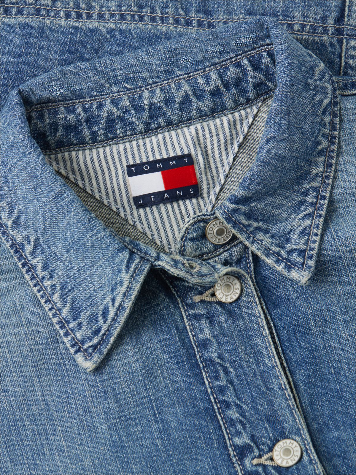 Drawstring Hem Relaxed Denim Jacket With Linen — Blue