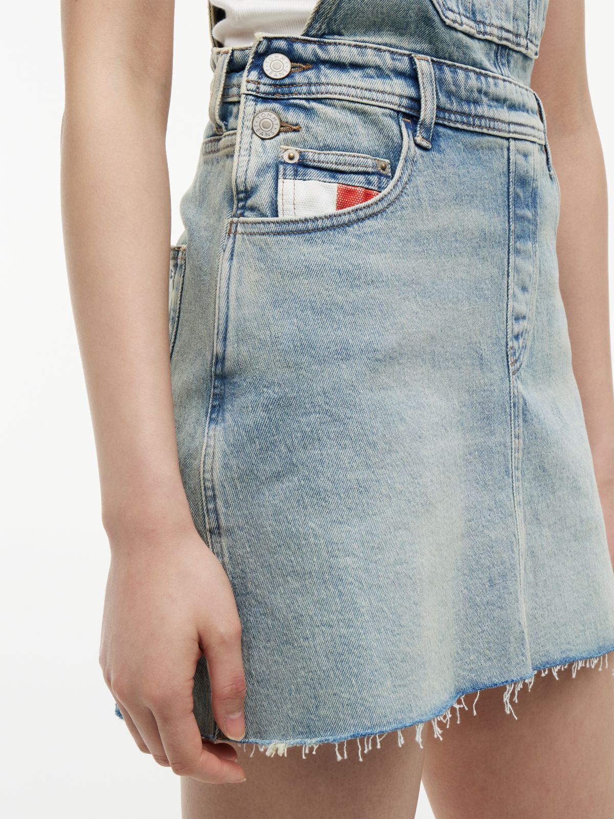 Vintage Denim Mini Dungaree Dress — Blue